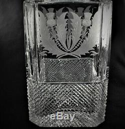 Rare Edinburgh Crystal Thistle Design Magnum Square Spirit Decanter