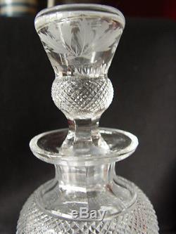 Rare Edinburgh Cut Crystal glass THISTLE Round 26oz WINE Decanter Scotland NR