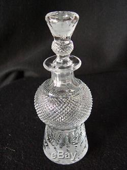 Rare Edinburgh Cut Crystal glass THISTLE Round Cordial Decanter Scotland NR