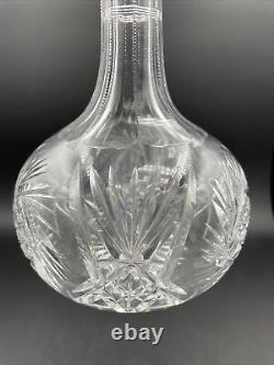 Rare! Fine Antique American Brilliant Crystal Cut Hobstar Decanter 10 Tall