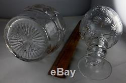 Rare Pair Of Hawkes Triple Ring Neck Decanters Pineapple Motif Cut Glass