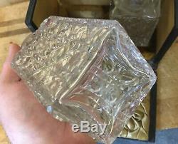 Rare Unusual Victorian Antique Cut Glass Small Leather Fitted Decanter Box