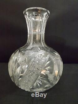 Rare heavy deep american brilliant cut glass decanter/carafe flower vase