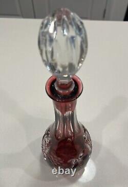 Red Bohemia Cut And Clear Crystal Decanter-Bottle 15 1/4 High
