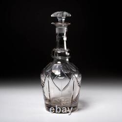 Regency Period Antique Cut Glass Thumbprint Whisky Decanter Swirl Stopper 11h