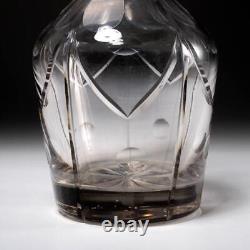 Regency Period Antique Cut Glass Thumbprint Whisky Decanter Swirl Stopper 11h