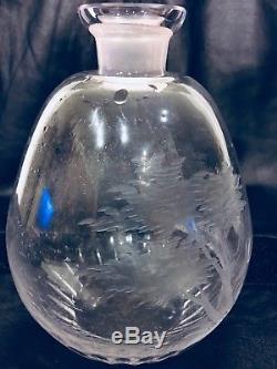 Rowland Ward Etched Moser Cut Glass Safari Lion Queen Lace Crystal Sm Decanter