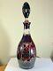 Ruby Red Cut To Clear German Crystal Decanter By Imperlux Vintage