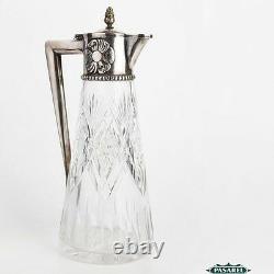 Russian Silver Cut Crystal Claret Jug Wine Decanter 1908-17