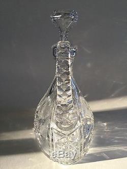 STUNNING! ABP BRILLIANT PERIOD CUT GLASS WHISKEY/WINE DECANTER CLARK, SIGNED