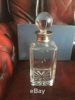 STUNNING CRYSTAL WHISKY DECANTER HALLMARKED SOLID SILVER TOP By CARRS