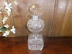 STUNNING Crystal WAISTED DECANTER HALLMARKED solid SILVER 1922 TOP/COLLAR