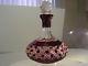 Stunning! Large Ship Decanter Cut To Clear Cranberry Val St. Lambert Vintage