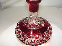 STUNNING! Large ship decanter cut to clear cranberry Val St. Lambert vintage