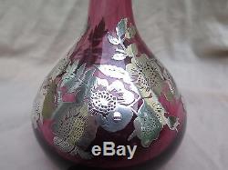 Superb Quality Collectible Laugharne Glass Silver Overlay Decanter. Marked & Sign