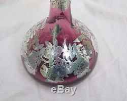 Superb Quality Collectible Laugharne Glass Silver Overlay Decanter. Marked & Sign