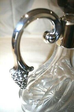 S&f Sterling Silver & Cut Glass Wine Decanter