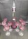 Saint Louis France Cut To Clear Decanter & 8 Glasses Set Of Crystal Stemware