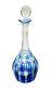 Saint (st.) Louis France Sky Blue Cut To Clear Glass Decanter, Signed