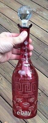 Sandwich ABP Cut Glass Cranberry to Clear Wine Decanter