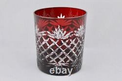 Set Of 4 Ajka/bohemian Crystal Cut To Clear Whiskey Ruby Red Glasses Mint