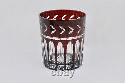 Set Of 4 Ajka/bohemian Crystal Cut To Clear Whiskey Ruby Red Glasses Mint
