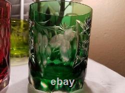 Set Of 4 Nachtmann/ajka Traube Cut To Clear Crystal Multicolor Dof Glasses -mint