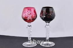 Set Of 6 Ajka/bohemian Crystal Cut To Clear 5 Multicolor Cordial Glasses Mint