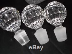 Set of 3 matching Antique European Cut Crystal Glass Liquor Decanters RARE THREE