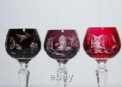 Set of 6 Bohemian Czech Cut to Clear Crystal Cordial Glasses Goblets