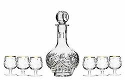 Set of 7 12-Oz Vintage Cut Crystal Liquor Decanter Set with 6 Shot Glasses (3)