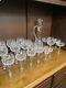 Set Of Bohemian Crystal Star Pattern Cut Glass Wine Glasses And Decanter 22 Pcs