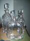 Set Of Three Cut Glass Decanters Art Deco- Exceptional Quality