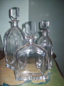 Set of three cut glass decanters Art Deco- Exceptional quality