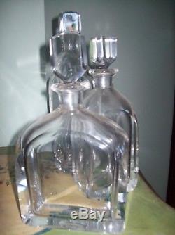 Set of three cut glass decanters Art Deco- Exceptional quality
