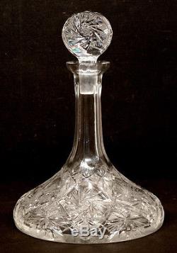 Signed HAWKES Antique ABP Victorian AMERICAN BRILLIANT CUT GLASS Ship's Decanter