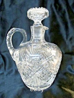 Signed HAWKES Brilliant Cut Crystal Whiskey Jug Decanter Handle Stopper Numbered