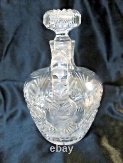 Signed HAWKES Brilliant Cut Crystal Whiskey Jug Decanter Handle Stopper Numbered