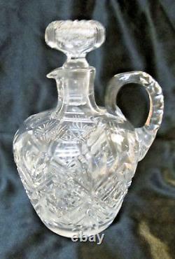 Signed HAWKES Brilliant Cut Crystal Whiskey Jug Decanter Handle Stopper Numbered