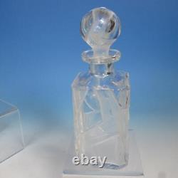 Signed Pepi Herrmann 1976 Brilliant Hand Cut Crystal Pair of Whiskey Decanters