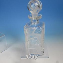 Signed Pepi Herrmann 1976 Brilliant Hand Cut Crystal Pair of Whiskey Decanters