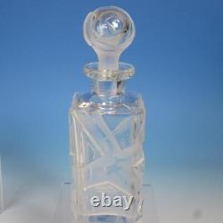 Signed Pepi Herrmann 1976 Brilliant Hand Cut Crystal Pair of Whiskey Decanters