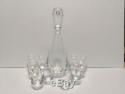 Signed STEUBEN Tear drop decanter/ carafe with ten glasses