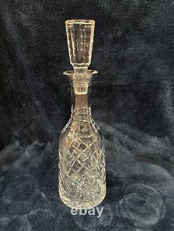 Signed Waterford Clear Cut Crystal Decanter & Stopper 13 1/8 Mint Condition
