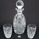 Signed Waterford Crystal Liquor / Whiskey Decanter With Two Glasses Cut Thistle