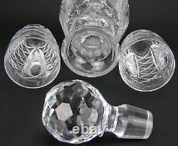 Signed Waterford Crystal Liquor / Whiskey Decanter with Two Glasses Cut Thistle