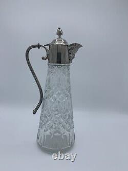 Silver Plated Cut Glass Bacchus Wine or Claret Jug / Pitcher / Decanter. English