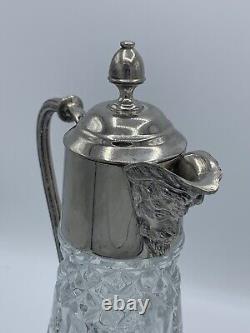 Silver Plated Cut Glass Bacchus Wine or Claret Jug / Pitcher / Decanter. English
