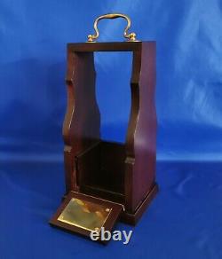 Single Mahogany Tantalus With Brass Fittings and 24% Cut Lead Crystal Decanter
