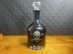 Skull And Bones? Pirate? Skull Black Cut To Glass Decanter & 4 Glasses